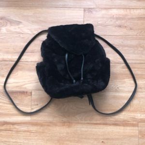 Furry Fuzzy Faux Fur Backpack with Side Pockets